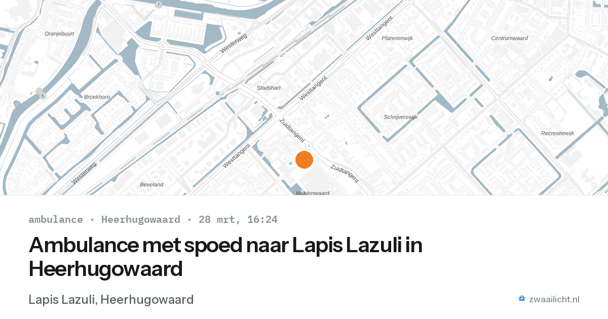 Ambulance met spoed naar Lapis Lazuli in Heerhugowaard — 28 mrt 2026