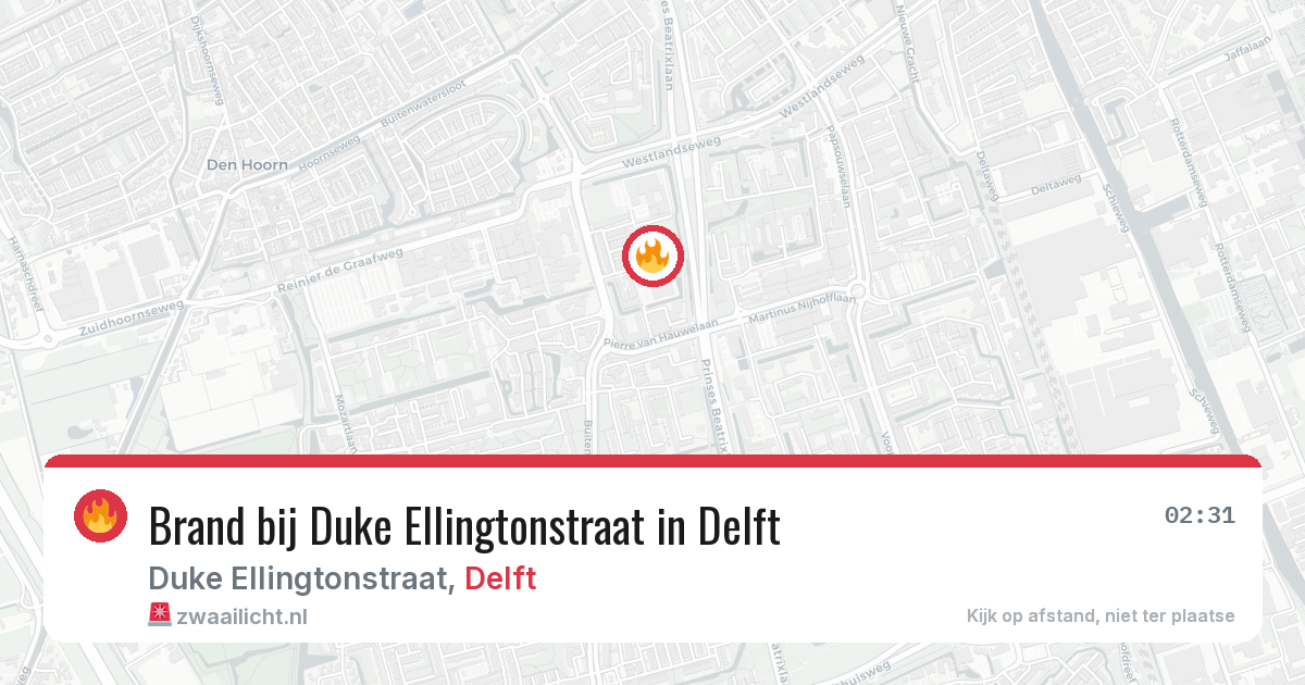 Brand bij Duke Ellingtonstraat in Delft — 3 jun 2026