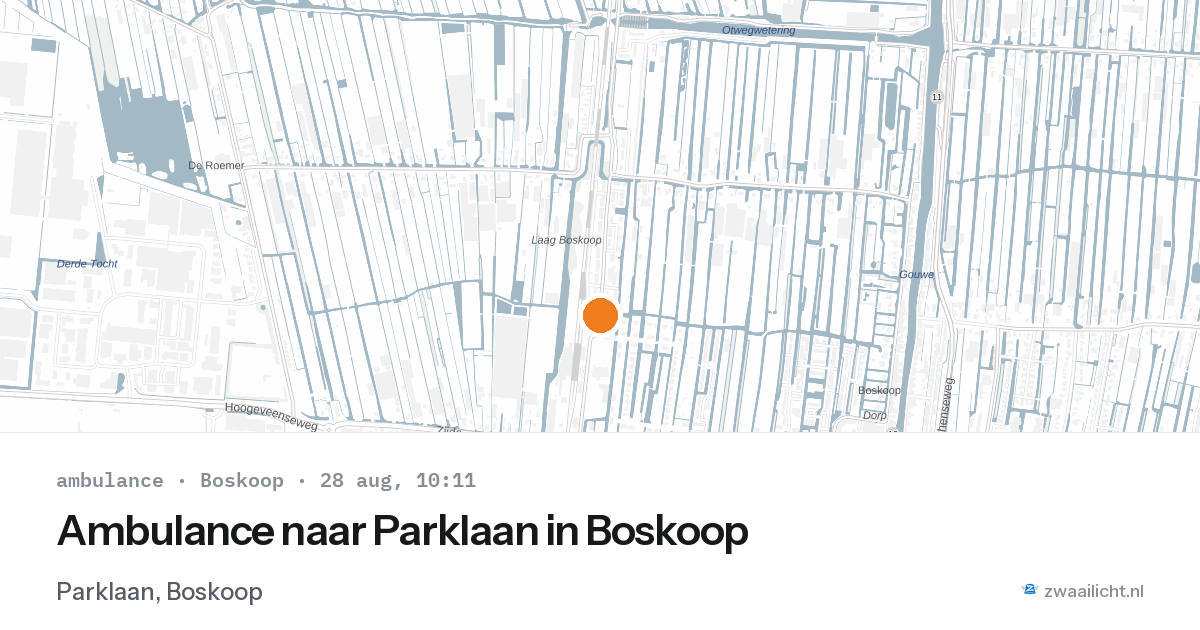 Ambulance naar Parklaan in Boskoop — 28 aug 2026