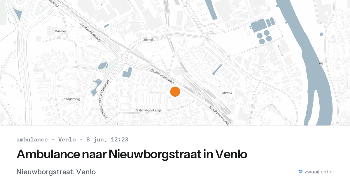Ambulance naar Nieuwborgstraat in Venlo — 8 jun 2026