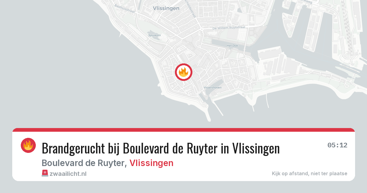 Brandgerucht bij Boulevard de Ruyter in Vlissingen — 8 aug 2026
