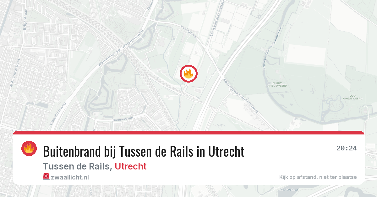 Buitenbrand bij Tussen de Rails in Utrecht — 5 aug 2026