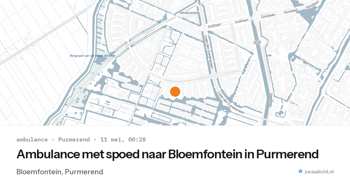 Ambulance met spoed naar Bloemfontein in Purmerend — 10 mei 2026