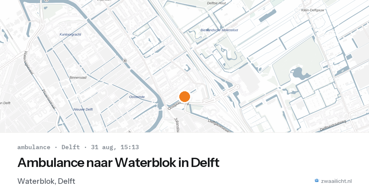 Ambulance naar Waterblok in Delft — 31 aug 2026