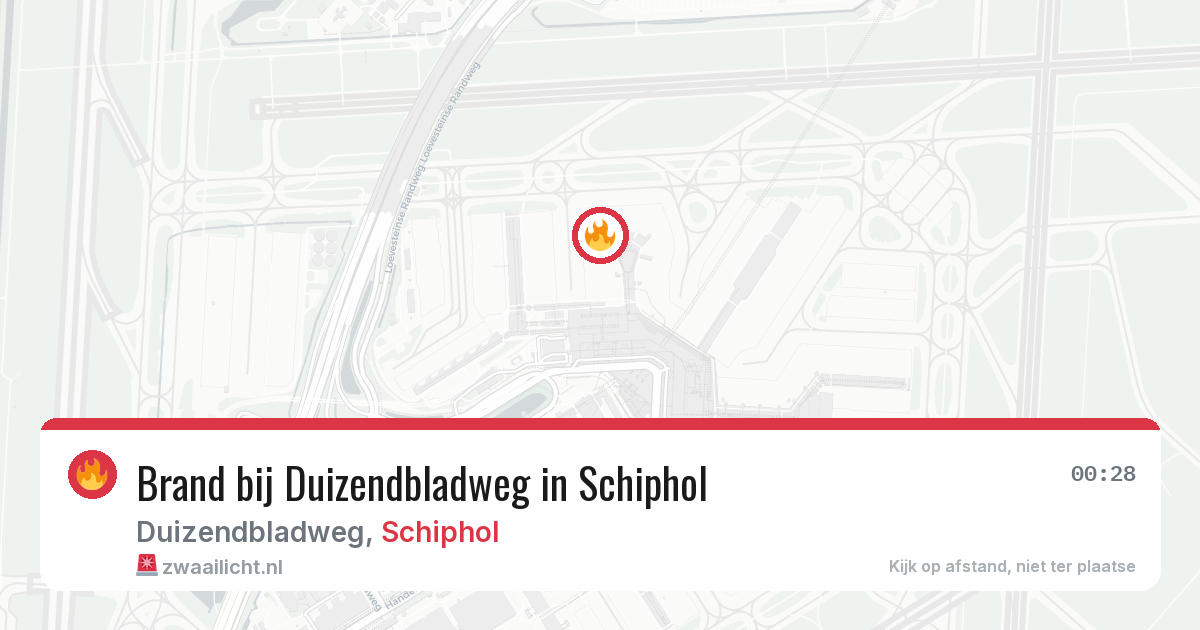 Brand bij Duizendbladweg in Schiphol — 10 aug 2026