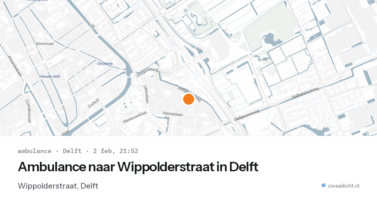 Ambulance naar Wippolderstraat in Delft — 2 feb 2026
