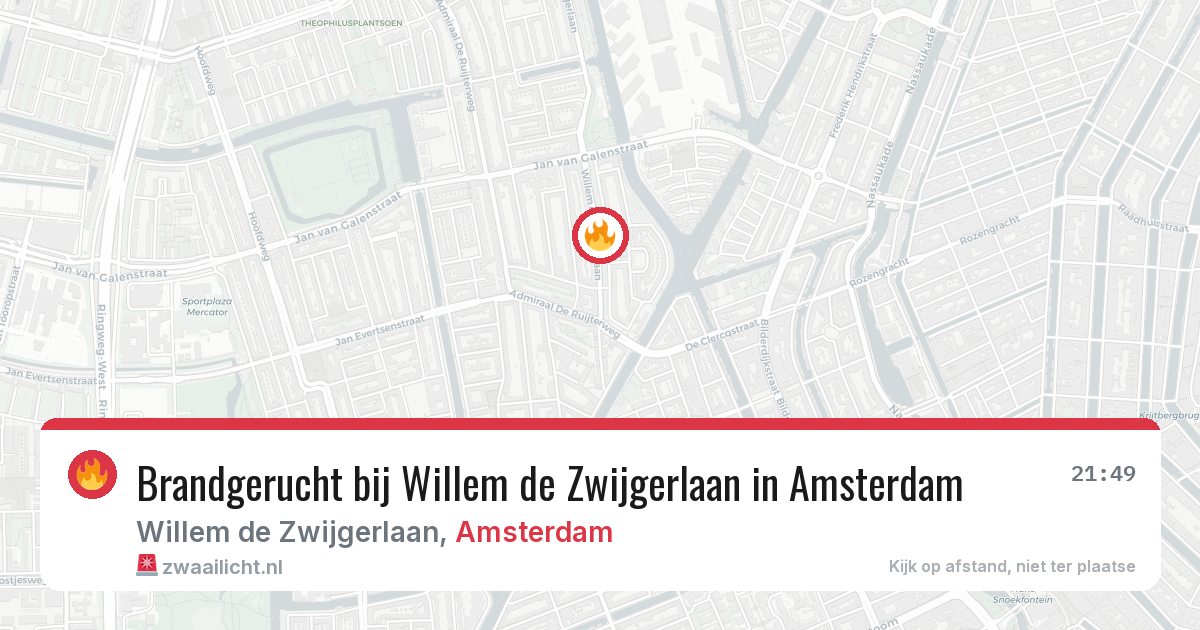 Brandgerucht bij Willem de Zwijgerlaan in Amsterdam — 17 mei 2026