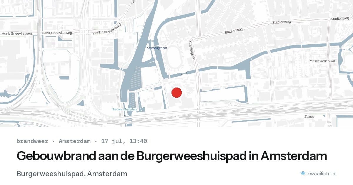 Gebouwbrand aan de Burgerweeshuispad in Amsterdam — 17 jul 2026