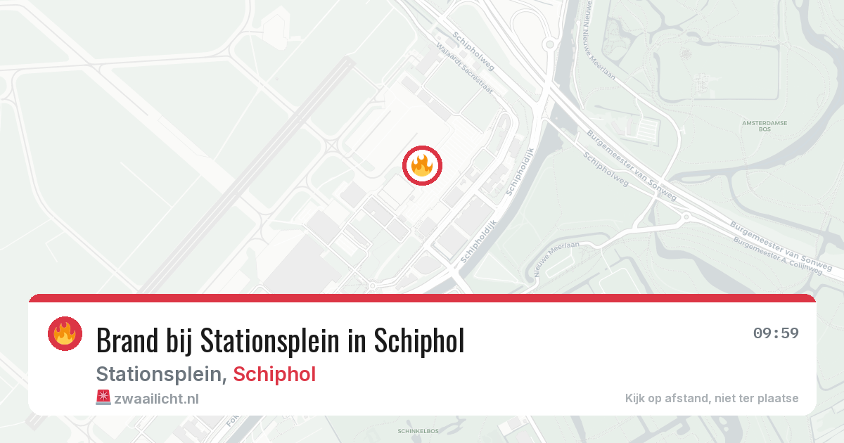 Brand bij Stationsplein in Schiphol — 29 mei 2026