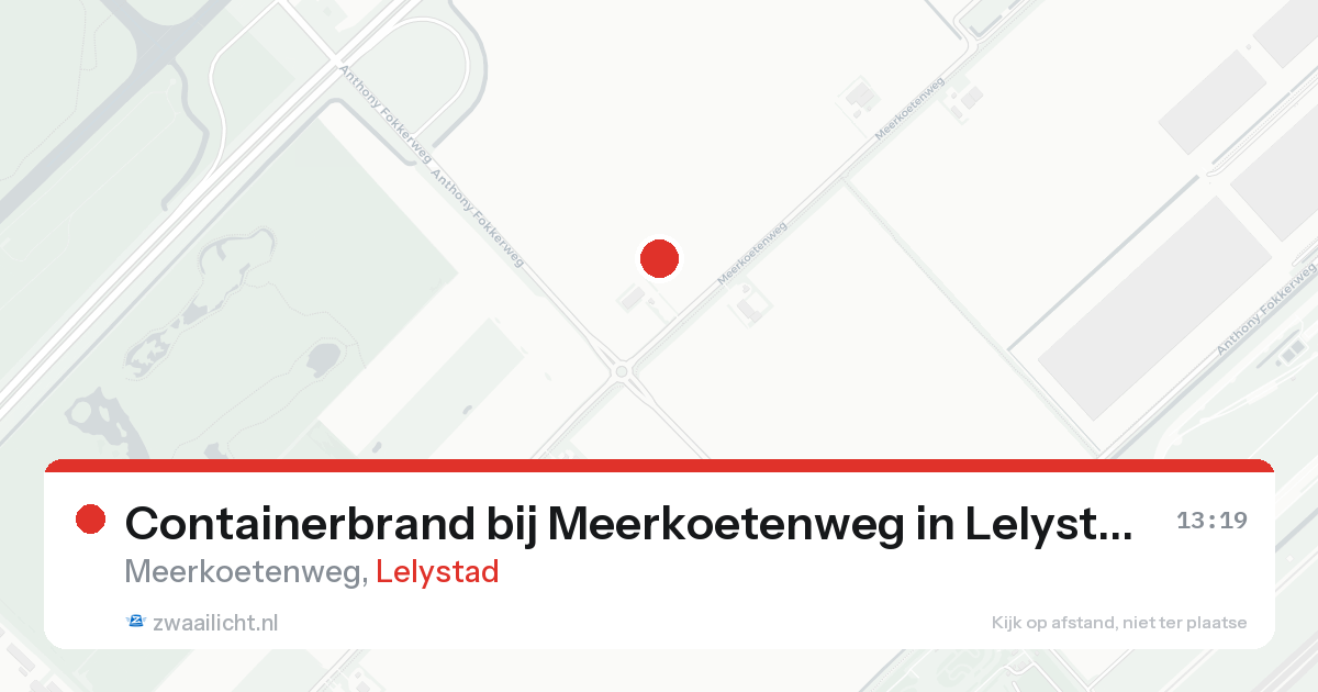 Containerbrand bij Meerkoetenweg in Lelystad — 25 aug 2026
