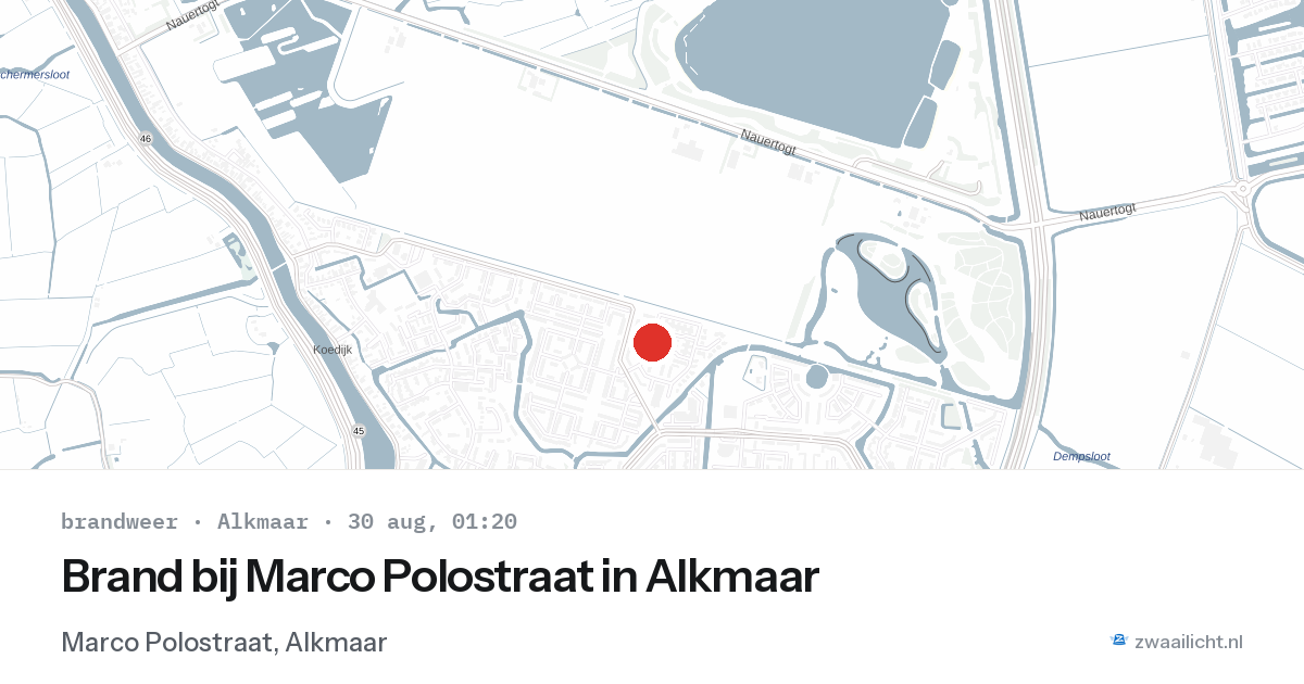 Brand bij Marco Polostraat in Alkmaar — 29 aug 2026