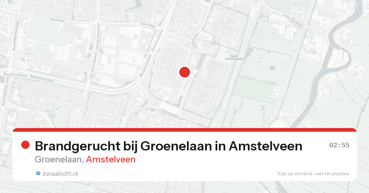 Brandgerucht bij Groenelaan in Amstelveen — 20 jun 2026