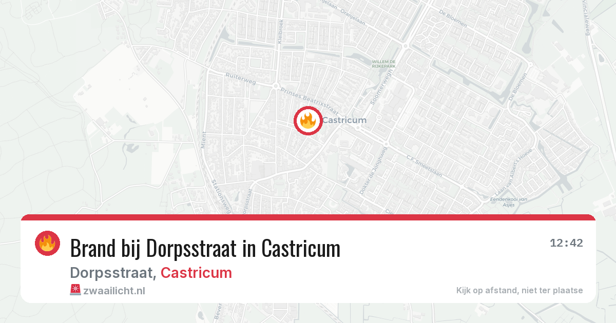 Brand bij Dorpsstraat in Castricum — 19 jun 2026