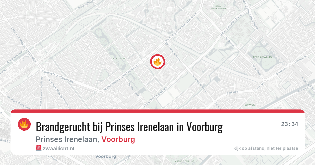 Brandgerucht bij Prinses Irenelaan in Voorburg — 12 jul 2026