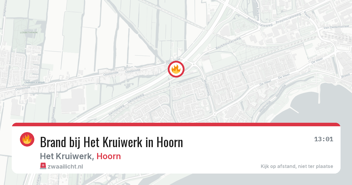 Brand bij Het Kruiwerk in Hoorn — 16 jun 2026
