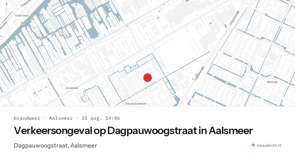 Verkeersongeval op Dagpauwoogstraat in Aalsmeer — 31 aug 2026
