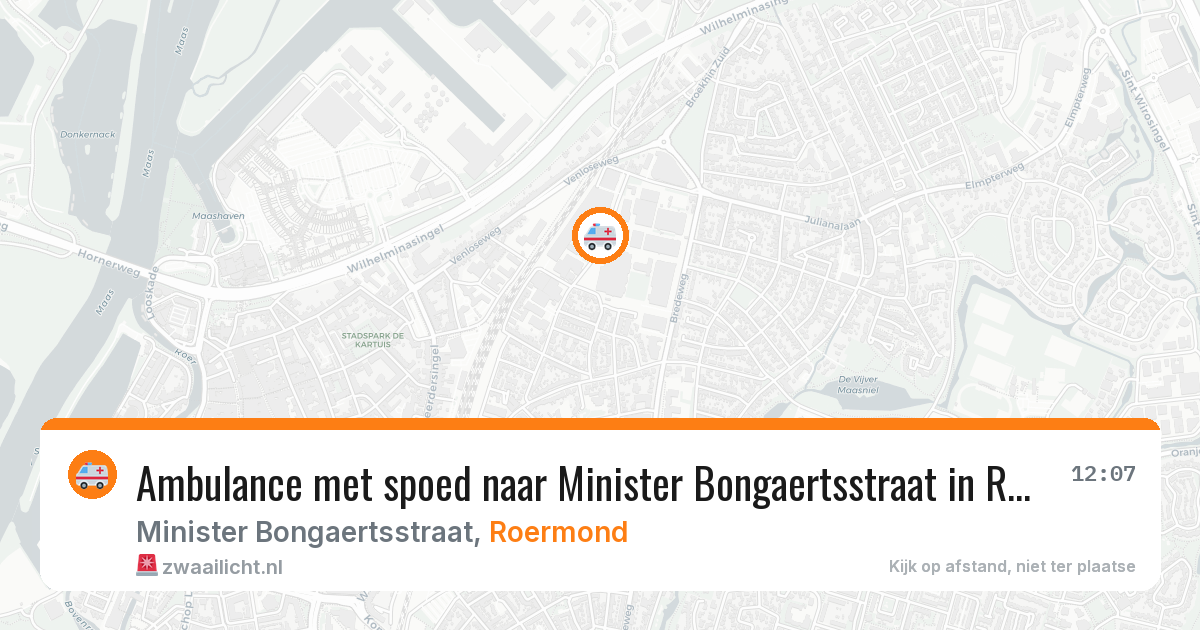 Ambulance met spoed naar Minister Bongaertsstraat in Roermond — 12 jul 2026