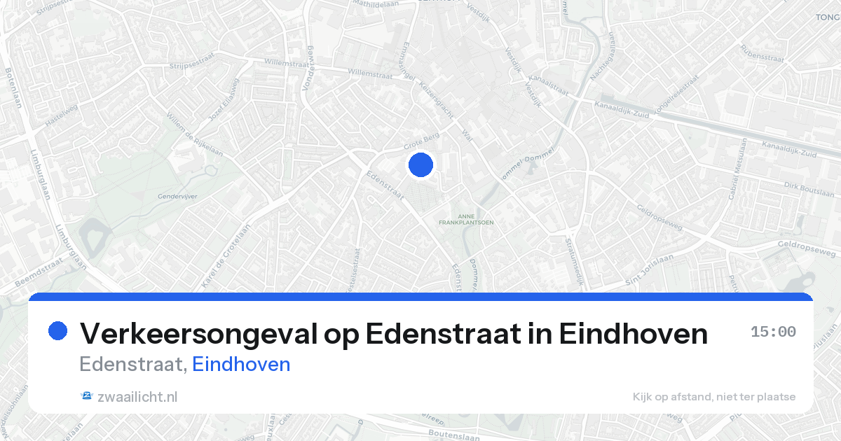Verkeersongeval op Edenstraat in Eindhoven — 21 aug 2026