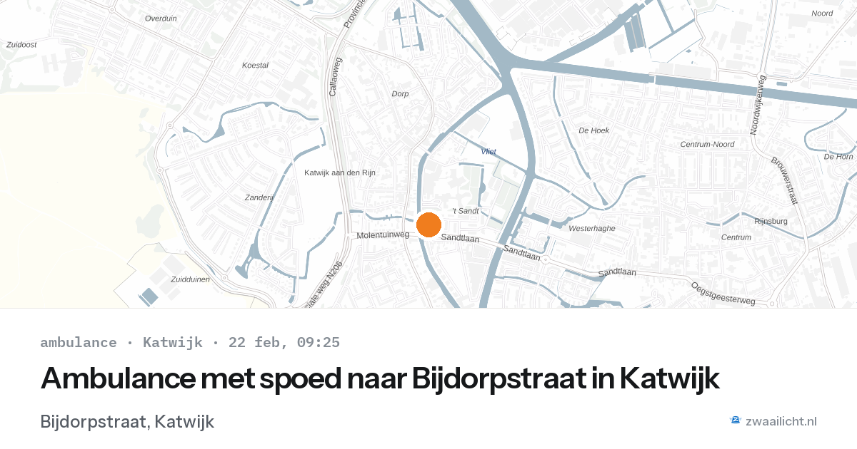 Ambulance met spoed naar Bijdorpstraat in Katwijk — 22 feb 2026