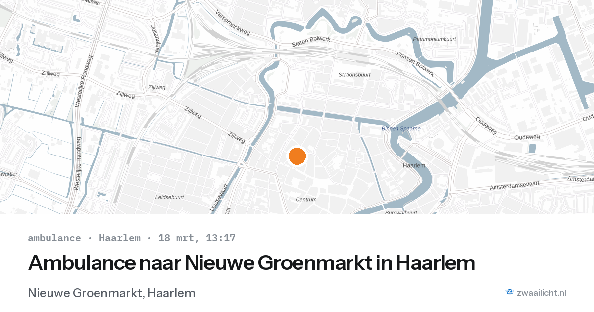Ambulance naar Nieuwe Groenmarkt in Haarlem — 18 mrt 2026