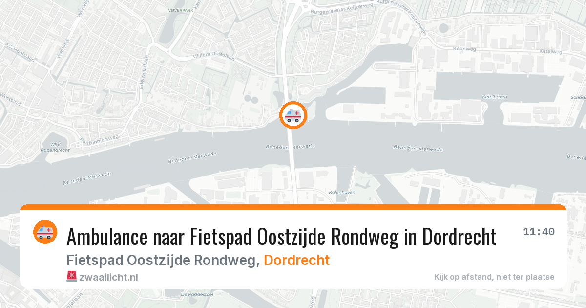 Ambulance naar Fietspad Oostzijde Rondweg in Dordrecht — 26 jul 2026