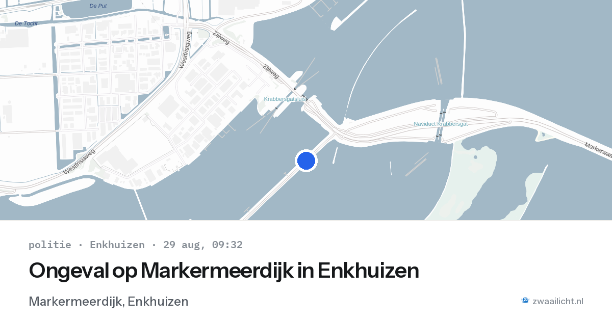 Ongeval op Markermeerdijk in Enkhuizen — 29 aug 2026