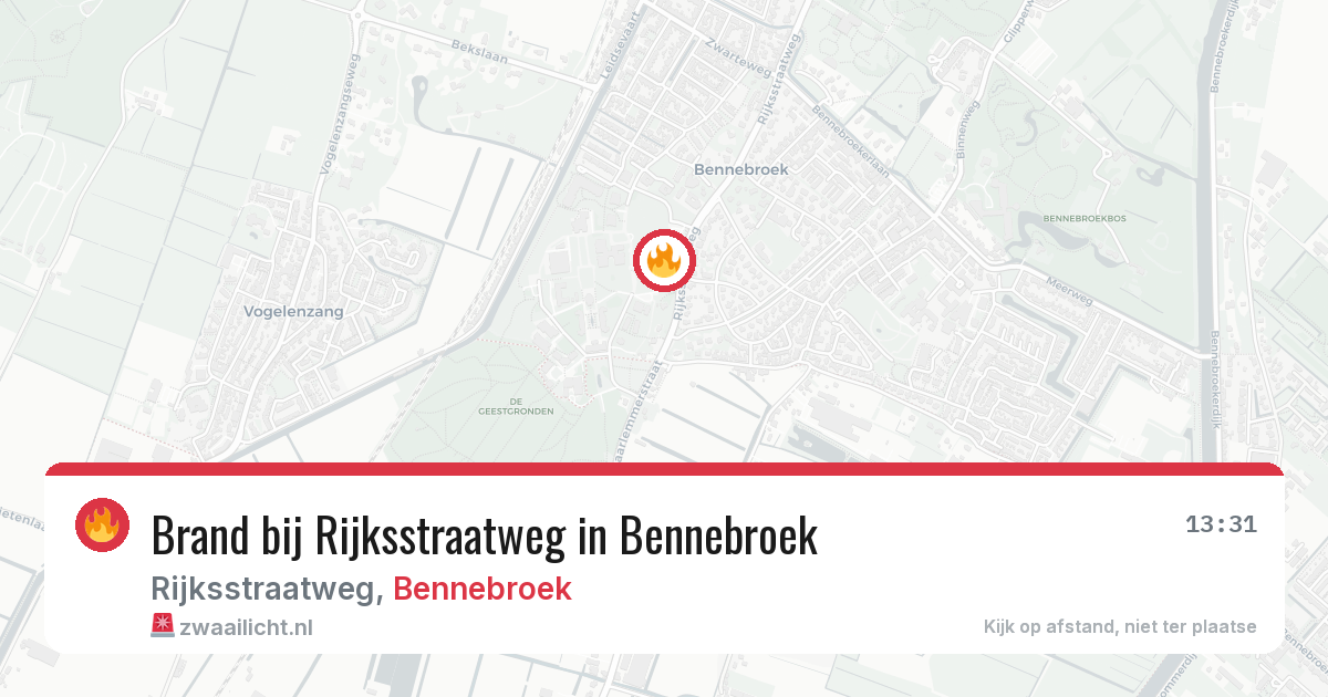 Brand bij Rijksstraatweg in Bennebroek — 5 jun 2026