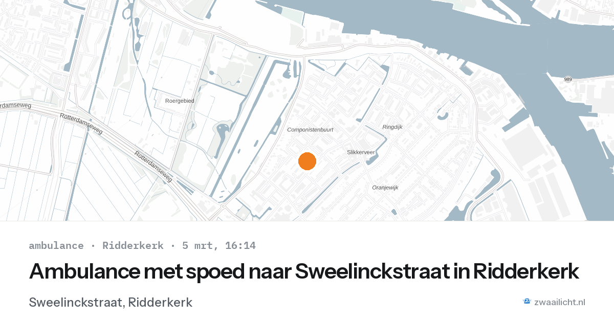 Ambulance met spoed naar Sweelinckstraat in Ridderkerk — 5 mrt 2026