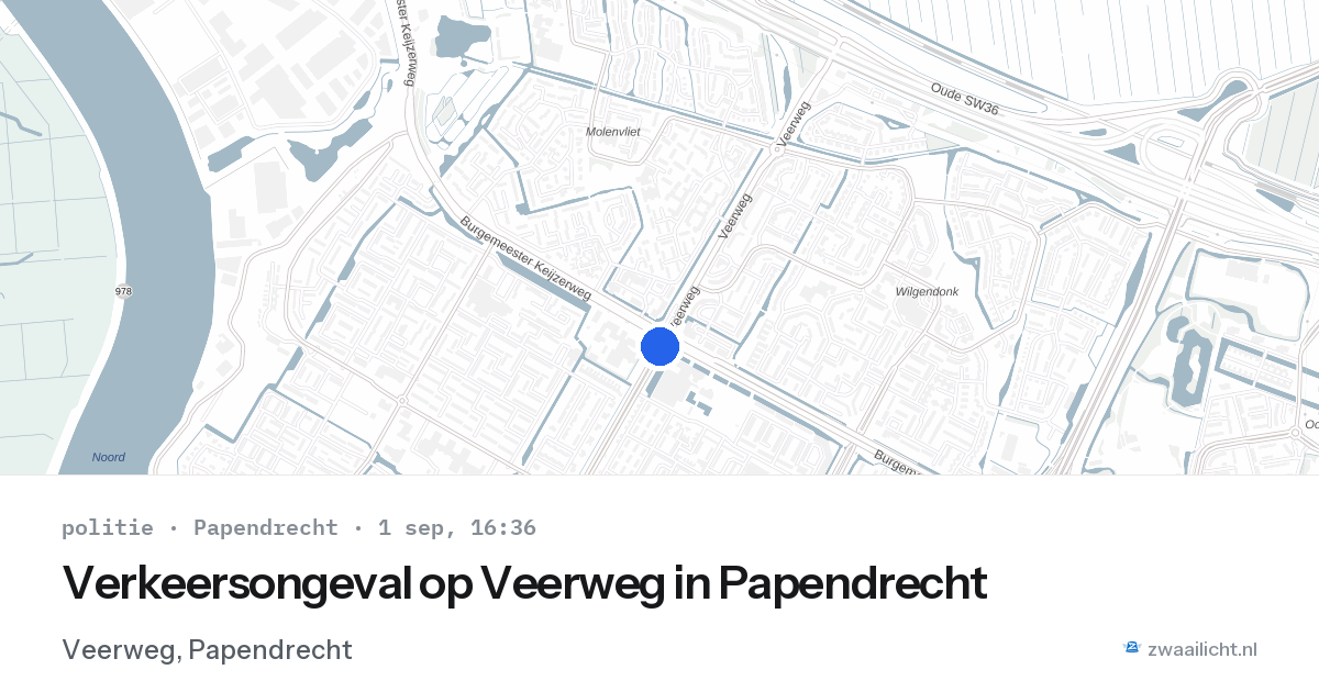 Verkeersongeval op Veerweg in Papendrecht — 1 sep 2026