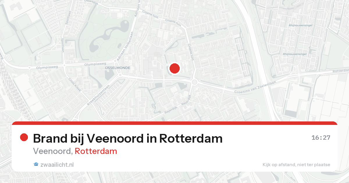 Brand bij Veenoord in Rotterdam — 23 aug 2026