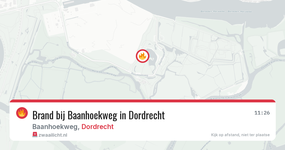 Brand bij Baanhoekweg in Dordrecht — 18 mrt 2026