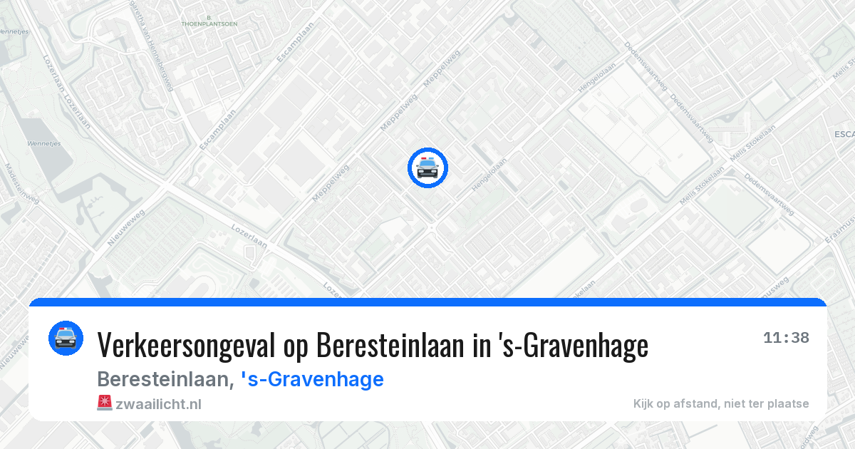 Verkeersongeval op Beresteinlaan in 's-Gravenhage — 16 mrt 2026