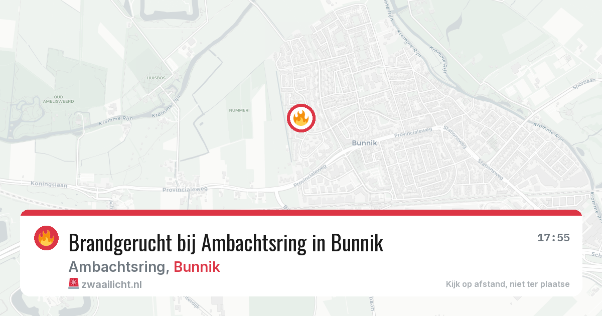 Brandgerucht bij Ambachtsring in Bunnik — 20 jun 2026