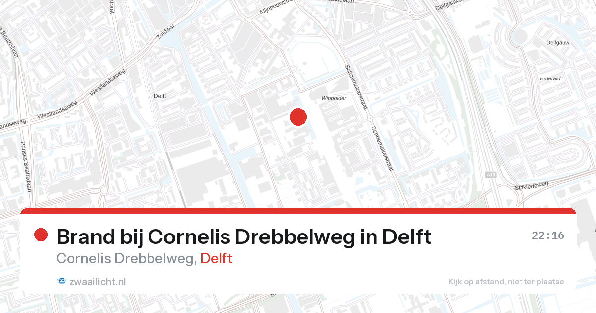 Brand bij Cornelis Drebbelweg in Delft — 26 aug 2026