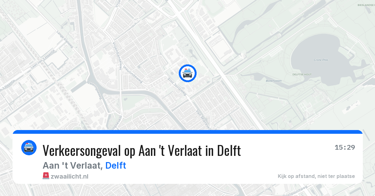 Verkeersongeval op Aan 't Verlaat in Delft — 14 jul 2026