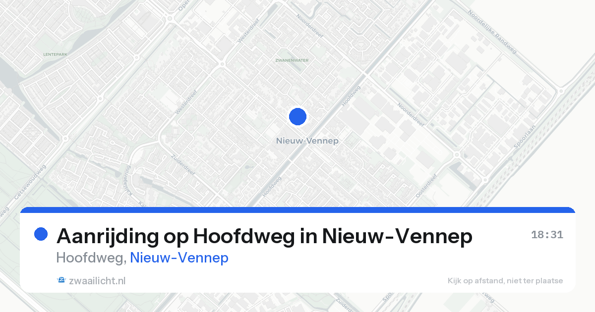 Aanrijding op Hoofdweg in Nieuw-Vennep — 15 aug 2026