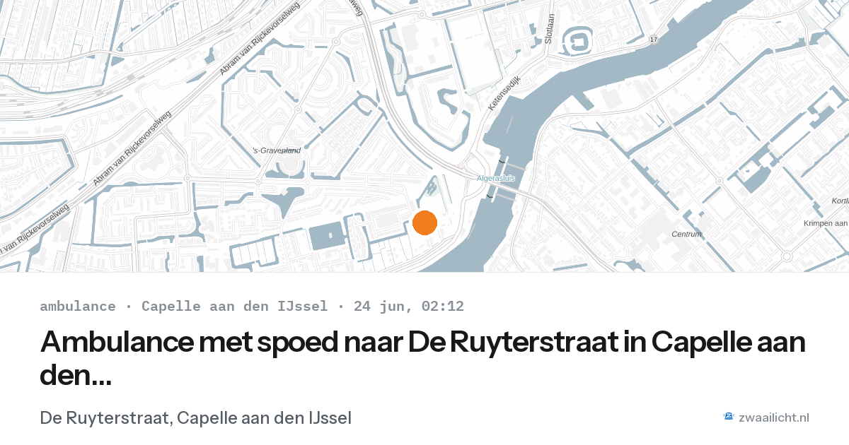 Ambulance met spoed naar De Ruyterstraat in Capelle aan den IJssel — 24 jun 2026