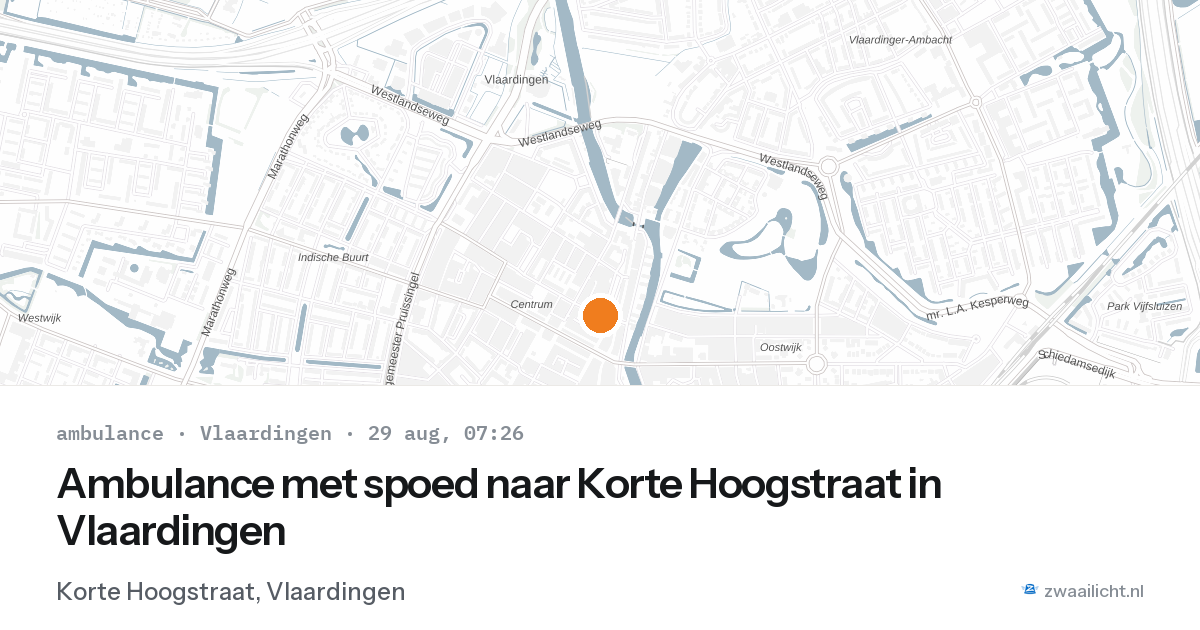 Ambulance met spoed naar Korte Hoogstraat in Vlaardingen — 29 aug 2026