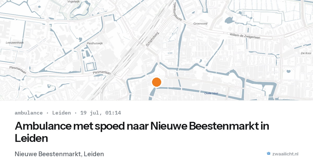 Ambulance met spoed naar Nieuwe Beestenmarkt in Leiden — 18 jul 2026