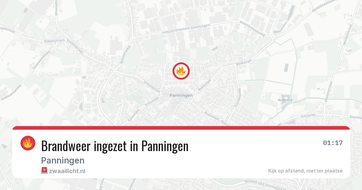 Brandweer ingezet in Panningen — 29 mei 2026 | 🚨 Zwaailicht.nl
