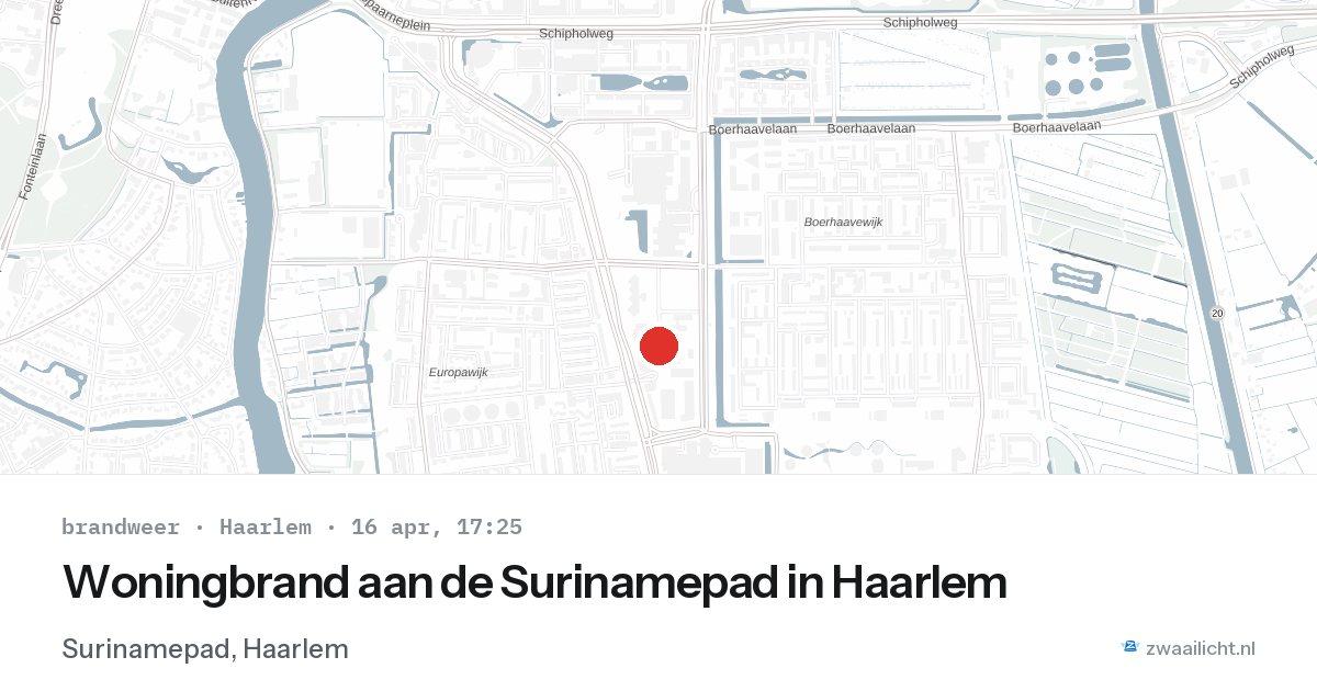 Woningbrand aan de Surinamepad in Haarlem — 16 apr 2026