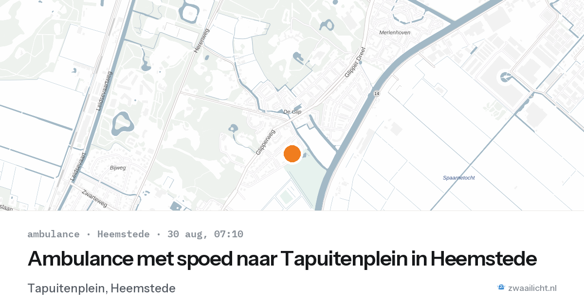 Ambulance met spoed naar Tapuitenplein in Heemstede — 30 aug 2026