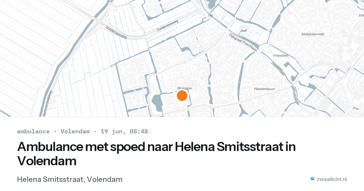 Ambulance met spoed naar Helena Smitsstraat in Volendam — 19 jun 2026