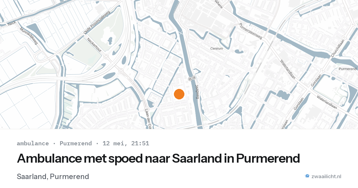 Ambulance met spoed naar Saarland in Purmerend — 12 mei 2026
