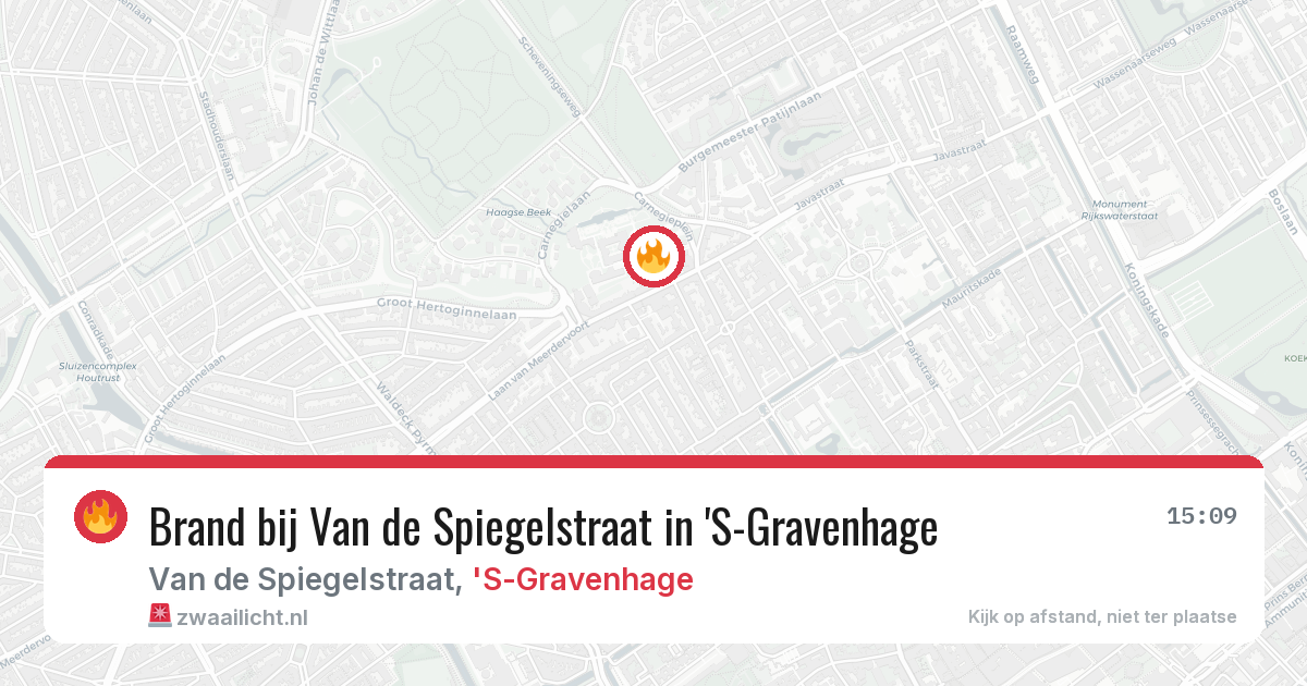 Brand bij Van de Spiegelstraat in 'S-Gravenhage — 9 aug 2026