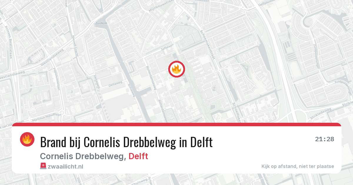 Brand bij Cornelis Drebbelweg in Delft — 10 aug 2026