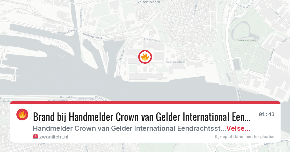 Brand bij Handmelder Crown van Gelder International Eendrachtsstraat Velsen-noord in Velsen-Noord — 22 jun 2026