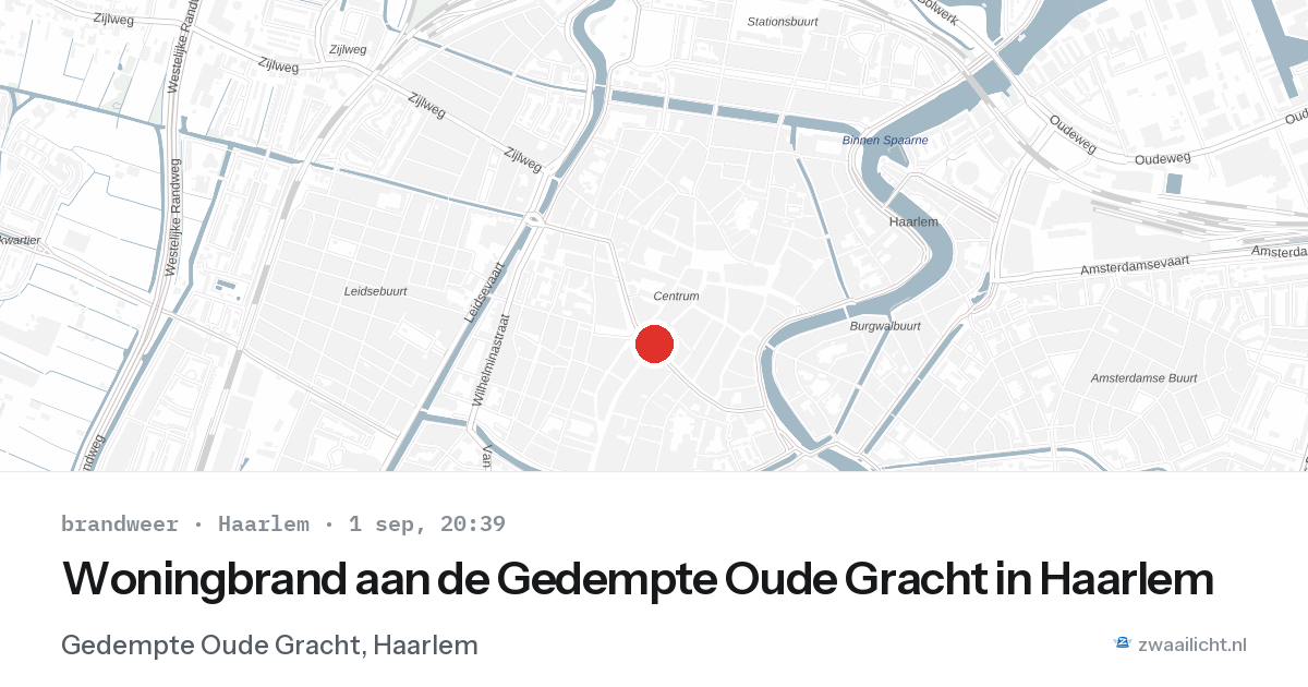 Woningbrand aan de Gedempte Oude Gracht in Haarlem — 1 sep 2026