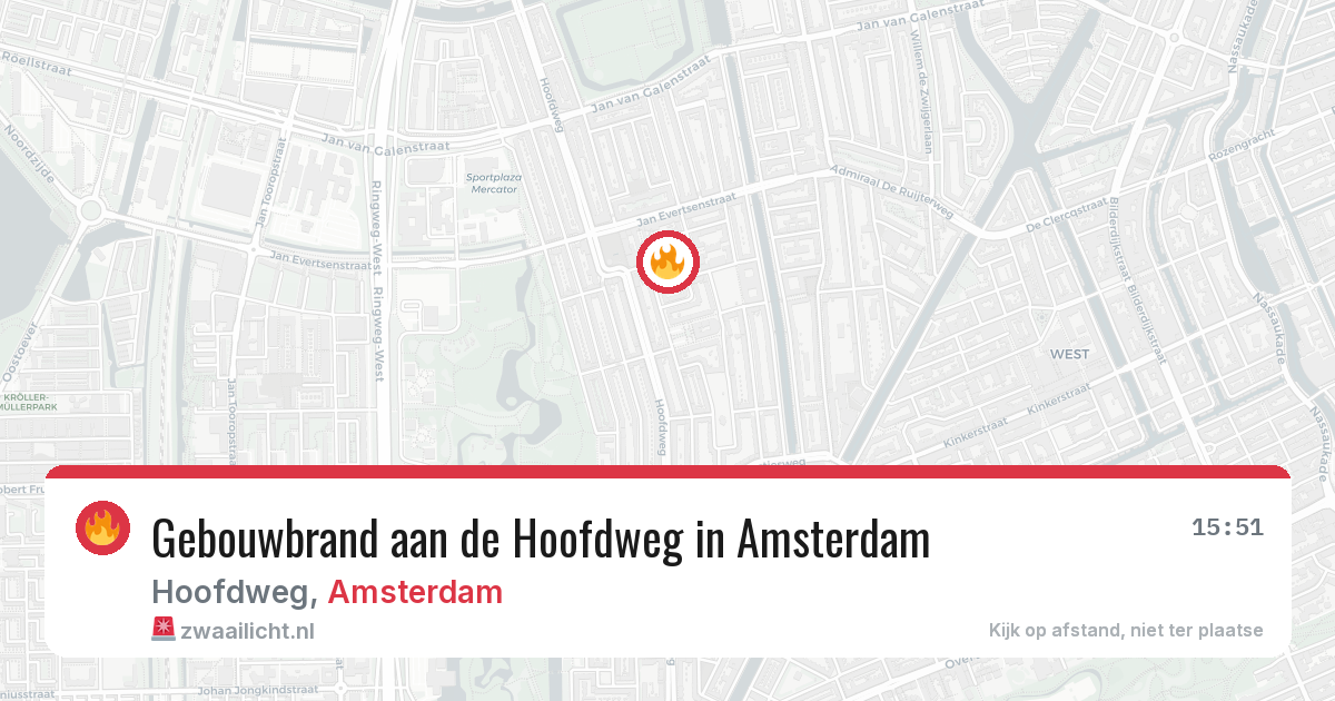 Gebouwbrand aan de Hoofdweg in Amsterdam — 21 mrt 2026