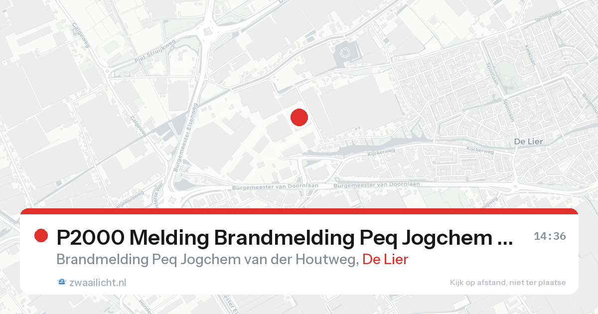 P2000 Melding Brandmelding Peq Jogchem van der Houtweg, De Lier — 31 jan 2026